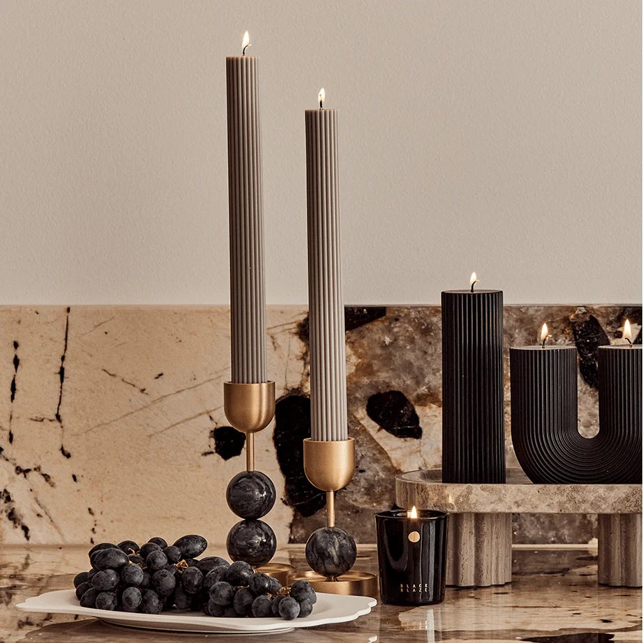 Beaded Fountain Candle Brass Holder - Charcoal Medium - Image 5