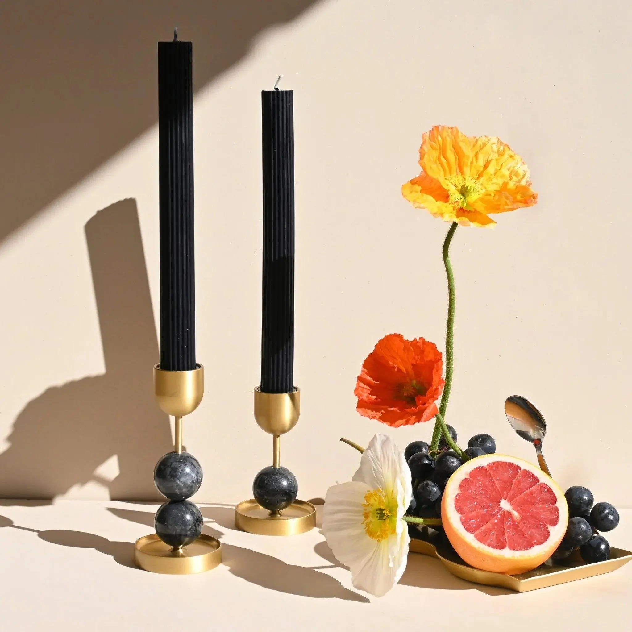 Beaded Fountain Candle Brass Holder - Charcoal Medium - Image 3