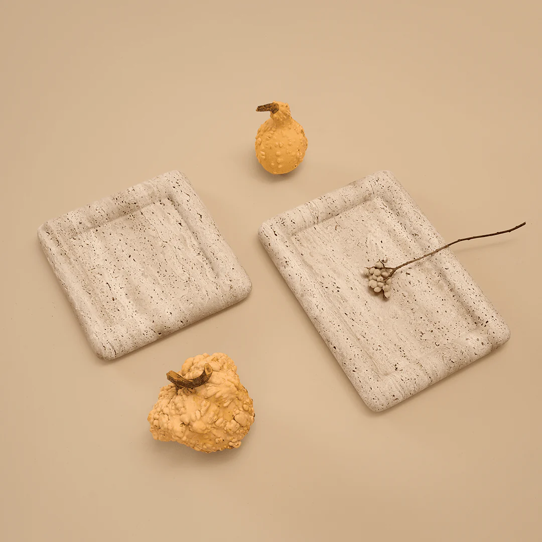 Halo Rectangle Tray - Travertine - Image 3